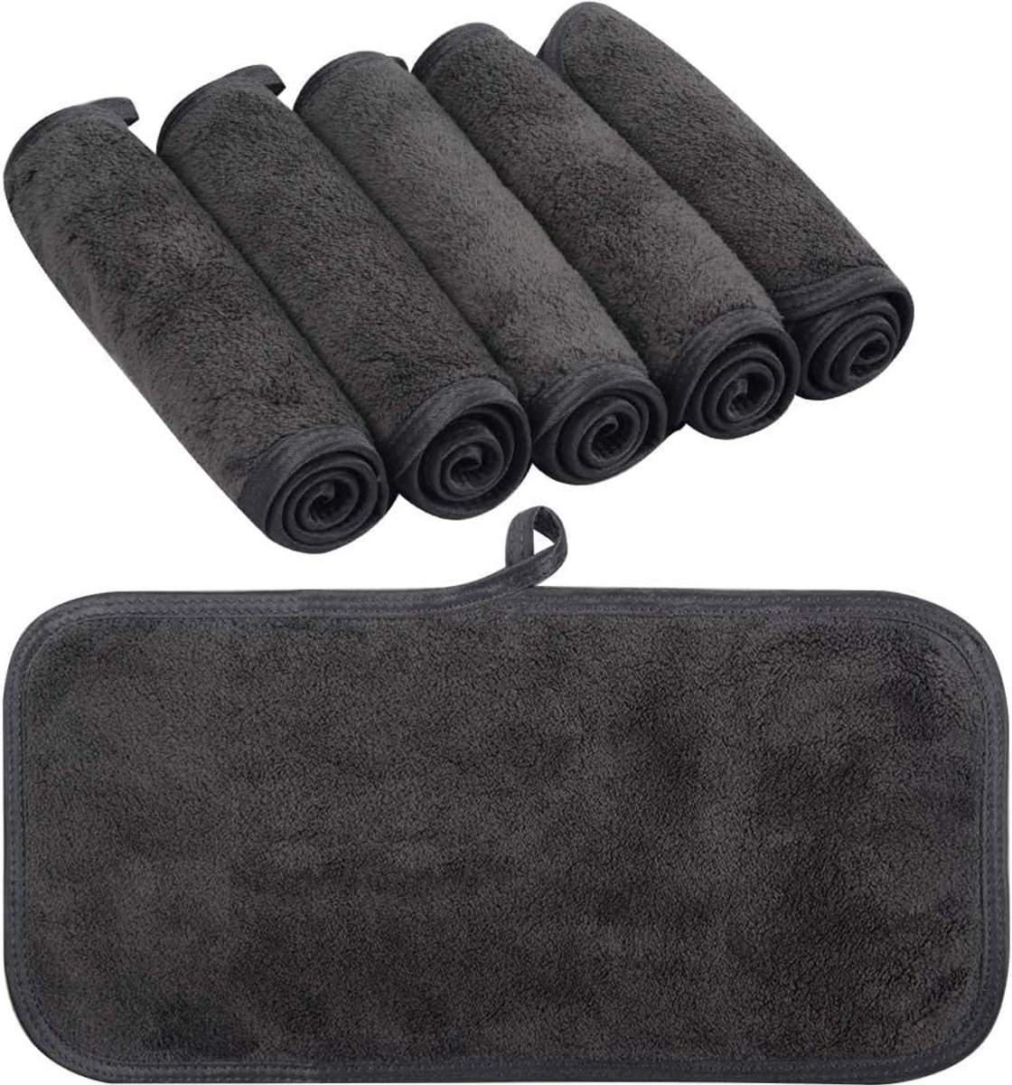 SnelShoppen - Herbruikbare Make-up Verwijder Cloth Microvezel Gezichtsreinigingsdoekjes Ultra-Zacht 15cmx30cm 6 Stuks - Donkergrijs