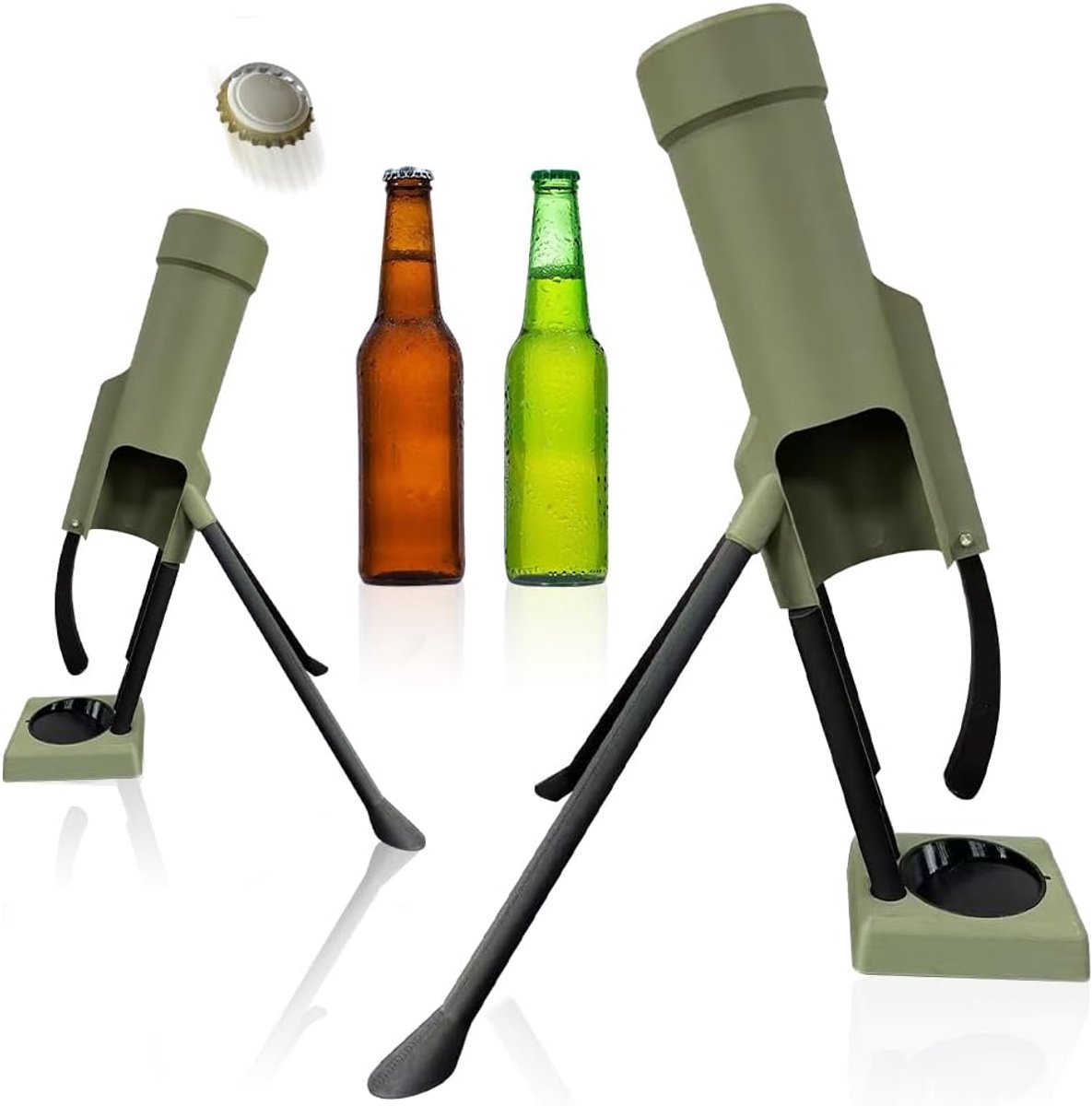Thijox - Vijzel Flesopener Bieropener - Zwaar Gebruik Bar Accessoires - Eenhanddrukmechanisme - Universeel Passend - Perfect Cadeau voor Mannen - 51mm