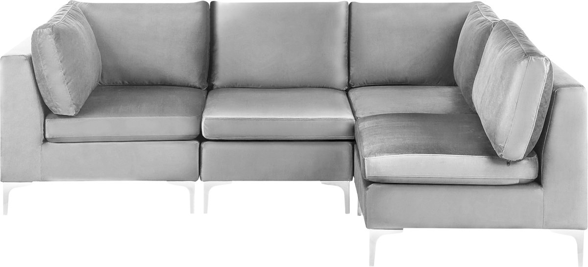 Beliani EVJA - Hoekbank - Grijs - Linkerzijde - 235 cm - Fluweel