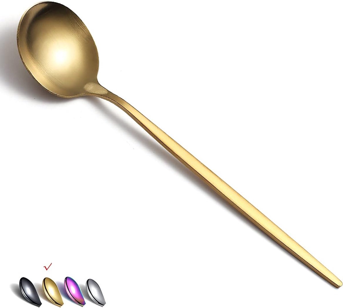 SnelShoppen - Matte Gouden Tafellepels Set van 6 - 8.1 Inch Stijlvolle RVS Soeplepels en Dessertlepels voor Feesten, Keuken en Dagelijks Gebruik - Vaa