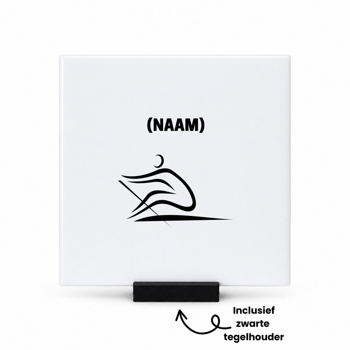 Hacebo Roeien met eigen naam tegeltje met tegelhouder - Sport - Roeiers - tegeltjes met tekst - Sport - spreuktegels - 10.8x10.8 CM Wit