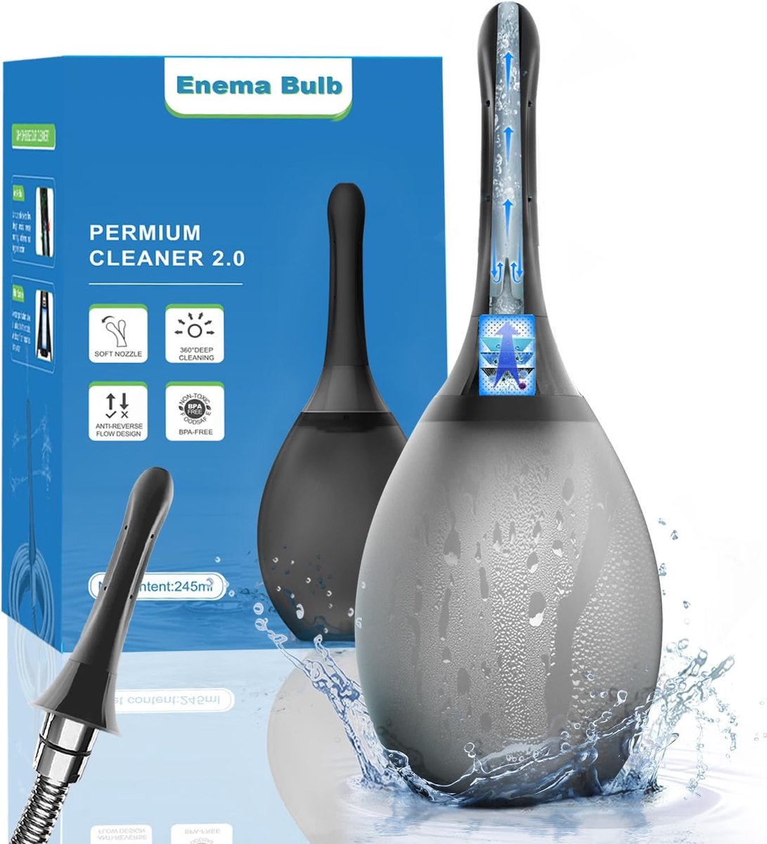 SnelShoppen - 245ML Anti-Reflux Douche en Filter, Enema voor Darmreiniging, Geschikt voor Douche Hoses, Eenvoudig en Comfortabel in Gebruik