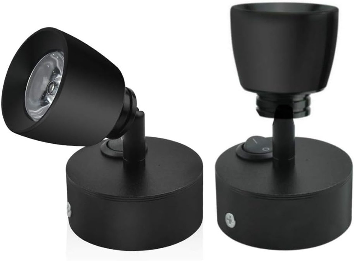 SnelShoppen - LED Leeskampioen - 12V, 3W, Zwart Wandlamp met Schakelaar, 180 Graden Flexibele Verlichting voor Boot, Caravan, Yacht, Van, Warm Wit