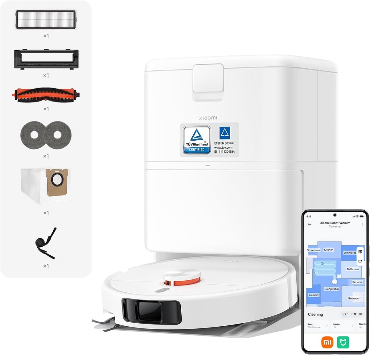 Xiaomi Robot Vacuum H50 Pro - Robotstofzuiger - LiDAR Navigatie - Dweilfunctie - App Bediening - Lange Batterijduur - Krachtige Zuigkracht - Automatische Routeplanning