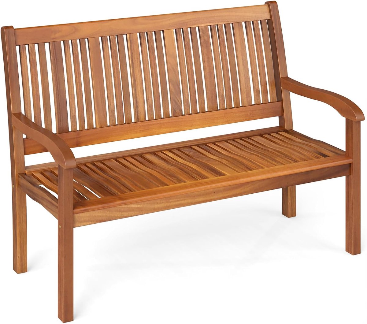 COSTWAY Houten tuinbank, weerbestendig, zitbank voor 2-3 zitplaatsen, balkonbank van acaciahout tot 320 kg belastbaar, parkeerbank voor terras, balkon, tuin, FSC®-gecertificeerd, 126 x 63 x 91 cm