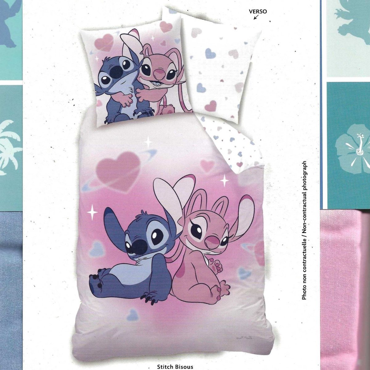 Disney Lilo & Stitch Dekbedovertrek Bisous - 140 x 200 + 63 x 63 cm - Katoen