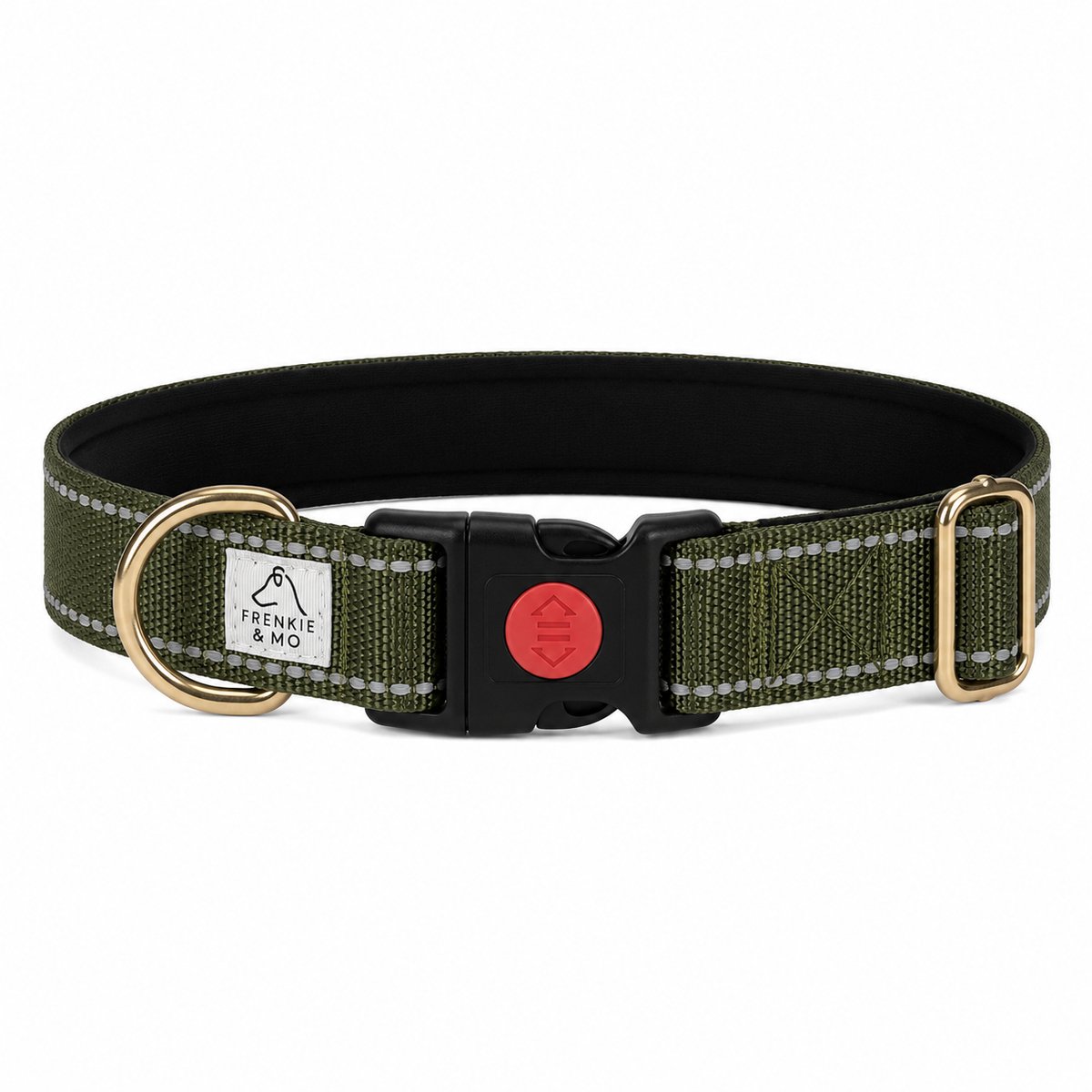 Honden Halsband - Reflecterende Stiksels - Nylon Halsband Hond - Hondenhalsband - Maat S - Groen