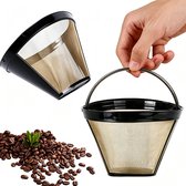 Kaiyaya - Herbruikbare Koffiefilter Set van 2 Stuks - 100 Mesh, RVS Goud - Fijnmazig, Vaatwasserbestendig - voor Koffiezetten, Milieu, Dagelijks - 2 Stuks