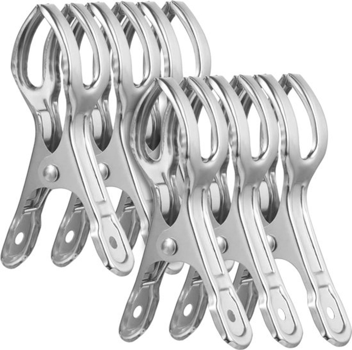 Wasknijpers - 18 Stuks - Strandlaken Anti Windknijpers Voor Op Strandstoel - RVS - Grote - Opening 6 Cm - Wasrek Knijpers - Anti-Slipclip - Rokjesclip - Quilt - Laken - Badhanddoek - Extra Lang En Stevig - Duurzaam