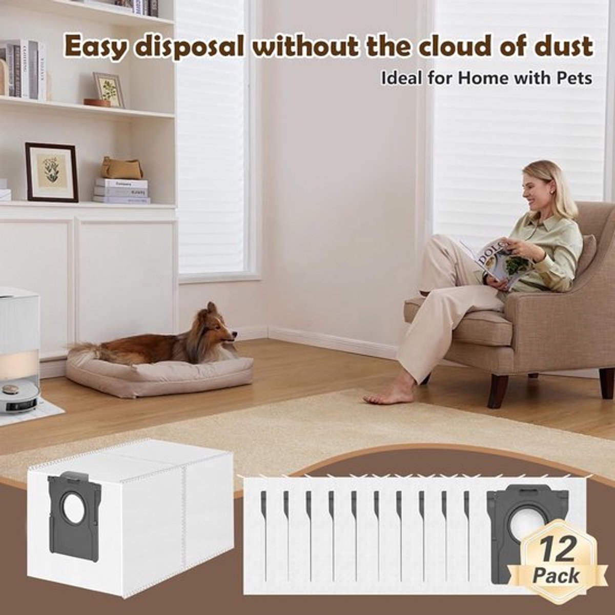 12 stuks stofzakken reserveonderdelen voor Dreame X40/X50 Ultra Complete-D20 Pro Plus-L50/L40s Pro Ultra- X40/X50 Master-L10s Pro Gen 2-L10s/L20/L40/L50/Aqua10 Ultra, E30/V50/P50-L20/X30/ Ultra Complete L10s/L10/L10s Pro/L40/L50/E30 Ultra