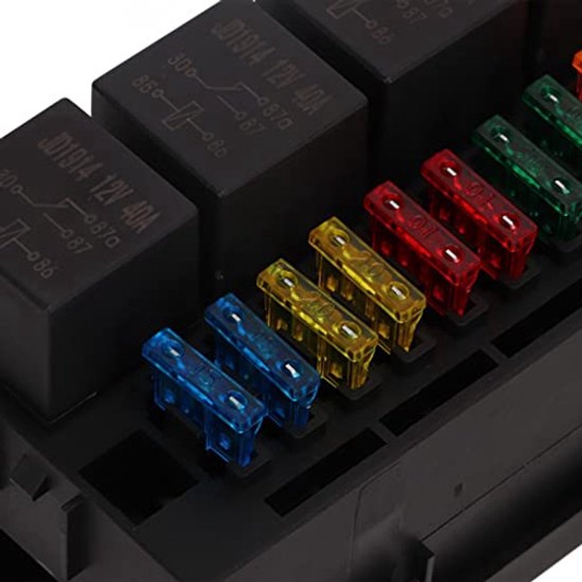 12V zekering en relaisdoos, 6 slots relaisblok ATC ATO zekeringhouder, universele waterdichte relaiszekeringdoos met 2 clip-lockdeksel, voor auto vrachtwagen marine boot