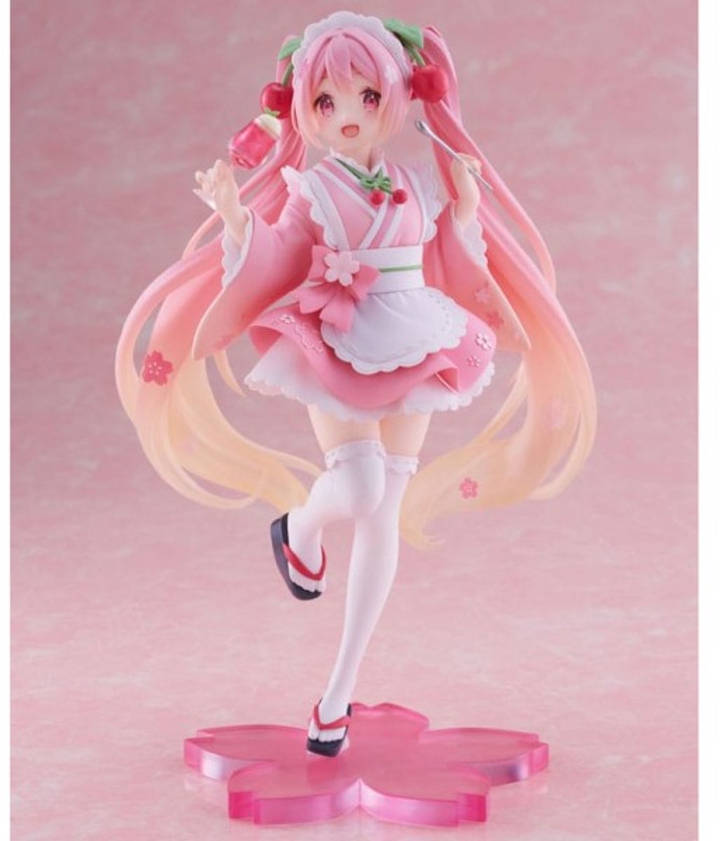 Hatsune Miku PVC Statue Newley Written Sakura Miku Japanese Cafe Ver. Reissue 18 cm