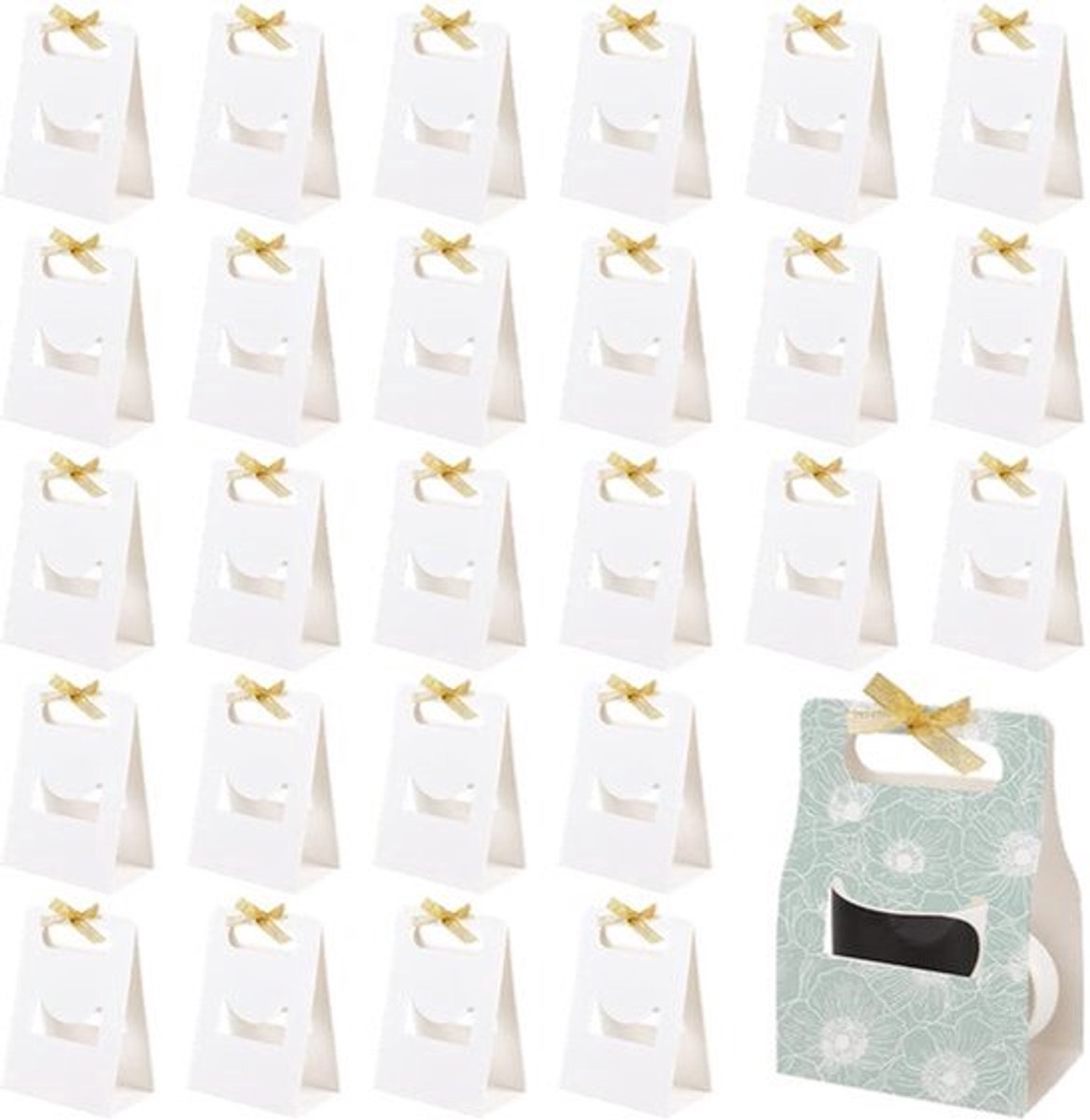 Mokkendozen 36 Stuks - 19 x 14 x 8,5 cm - Witte Koffiemokken met Lint voor Feesten
