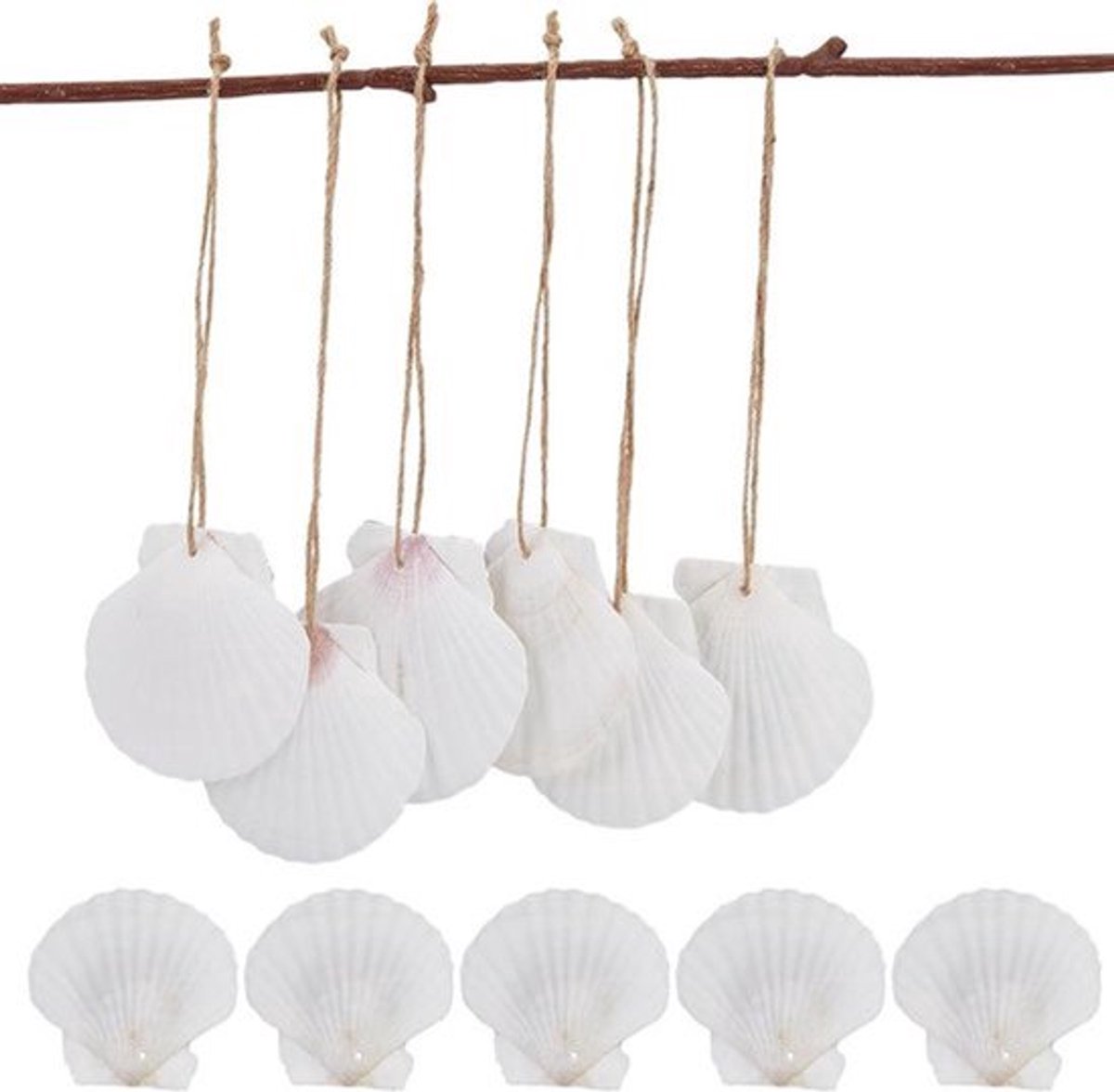 24 Stuks Schelpen Kerstversieringen - Hangende Schelpen Decoraties voor Strandbruiloft en Ambachtelijke Projecten