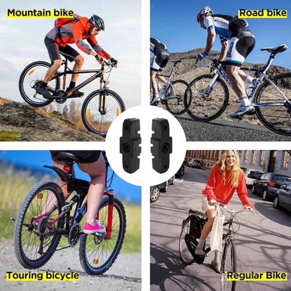 4 stuks 50 mm zwarte rubberen high-performance fietsremblokken