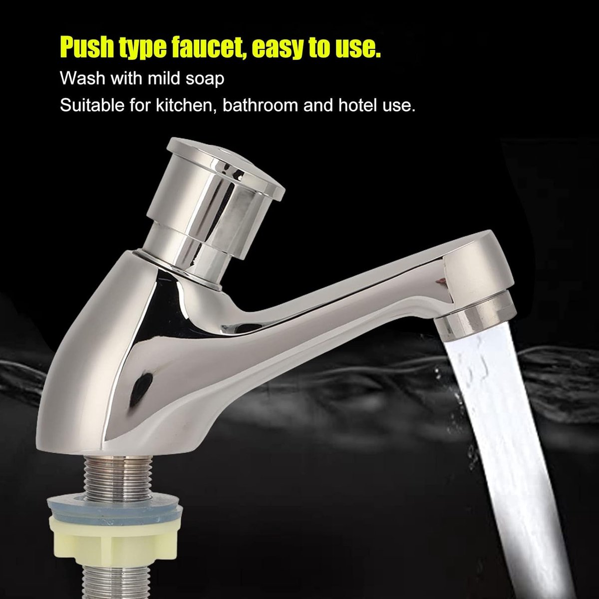 SnelShoppen - Basin Faucet G1/2 Zelfsluitende Koudwaterkraan met Tijdvertraging, Waterbesparende Drukknopkraan voor Badkamer, Keuken en Hotel