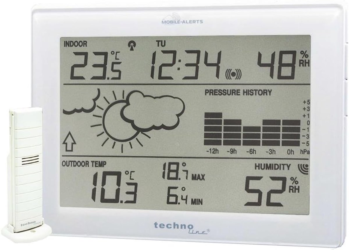 SnelShoppen - Weerstation met Smartphone Connectie, Temperatuur, Luchtvochtigheid, Neerslagmeting, Huisbewaking, Wit