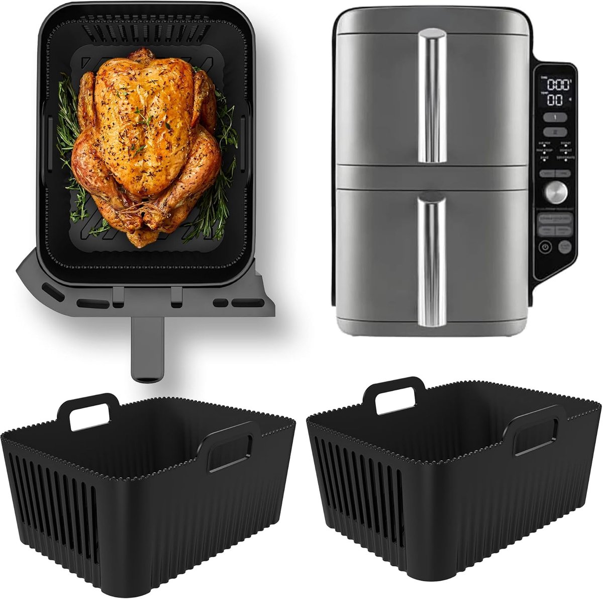 SnelShoppen - Premium Siliconen Voeringen 9,5L voor Air Fryer - 2,5 mm Dikte, 8 mm Hoog, Ideaal voor Koken en Bakken - Duurzame Keukenaccessoires