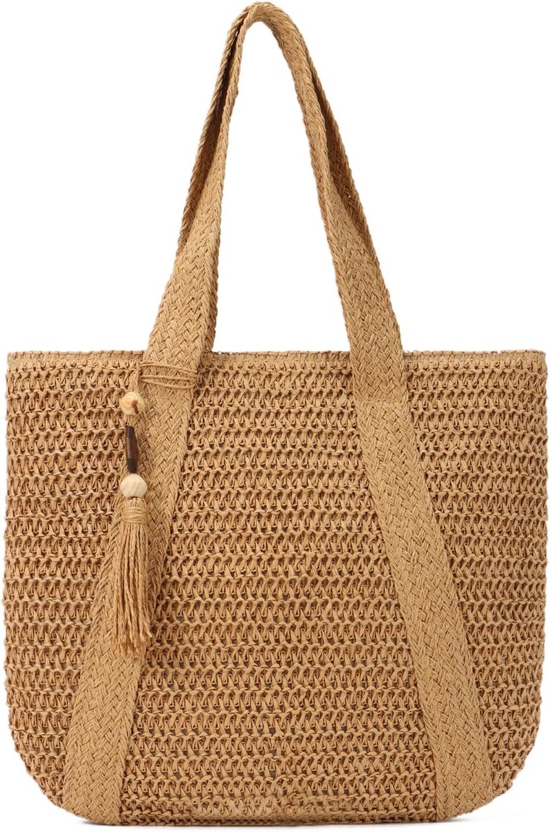 Thijox - Stro Strandtas voor Vrouwen, Zomer Tote Tas, Boho Hobo Schoudertas, Ruime Shopper, Ideaal voor Strand, Vakantie, Shopping, Casual Gebruik