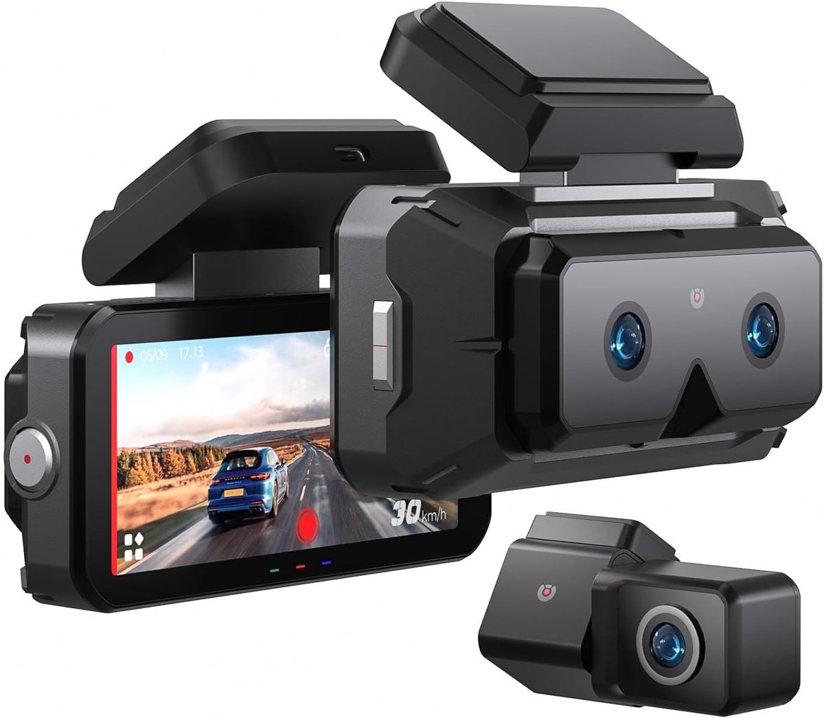 SnelShoppen - 2K 5 GHz WiFi Dashcam voor en Achter met 4 Inch IPS Touchscreen, GPS, ADAS, Nachtzicht, WDR, Spraakbediening, 24U Parkeermodus en G-sens