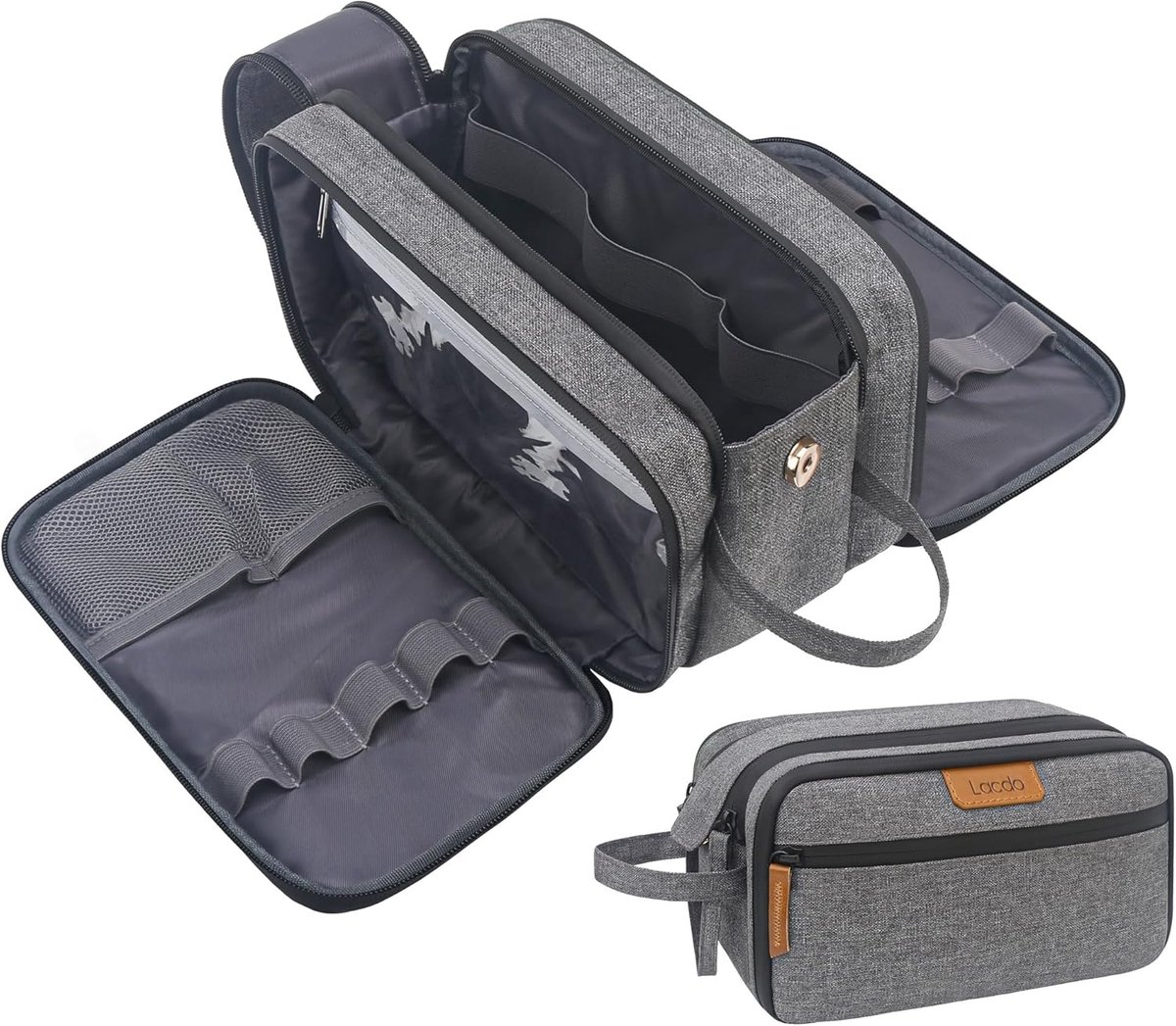 Thijox - Toilettas voor Mannen - Waterbestendige Dopp Kit - Grote Reis Toiletry Organizer - Cosmetische Tas - Grijs - Perfect voor Zakenreizen en Week