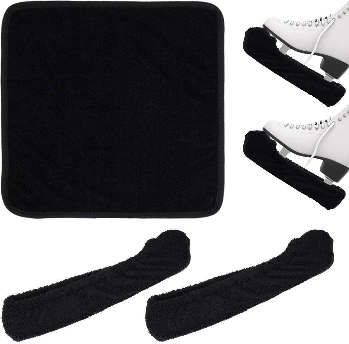 Dailygoods - Skate Guards Set - Beschermers voor Schaatsen met Handdoek (Zwart)