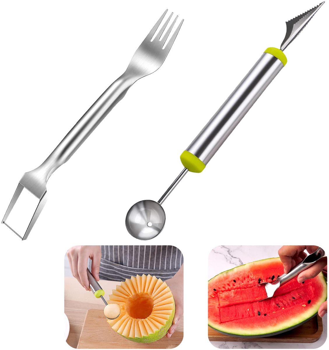 Dailygoods - Watermeloen Snijder en Melon Lepel Set - Fruit Slicer voor Keuken