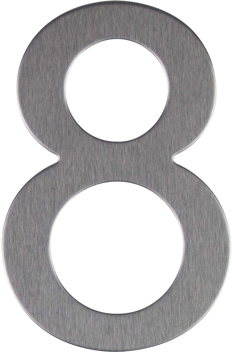 Dailygoods - Huisnummer roestvrij staal zelfklevend 76mm - Design huisnummer (Aantal 8)