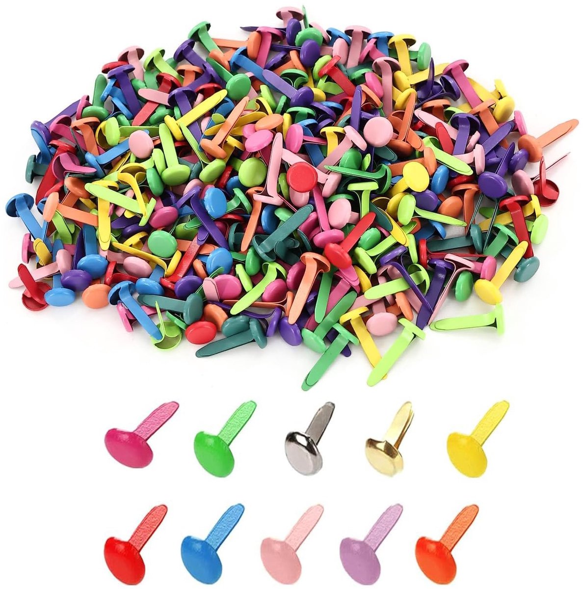 Dailygoods- Kleurbinders 200 stuks - Ronde kopnagels - Herbruikbare clips - Geschikt voor knutselen - Decoratieve elementen - Uitstekende houdkracht - Punaises