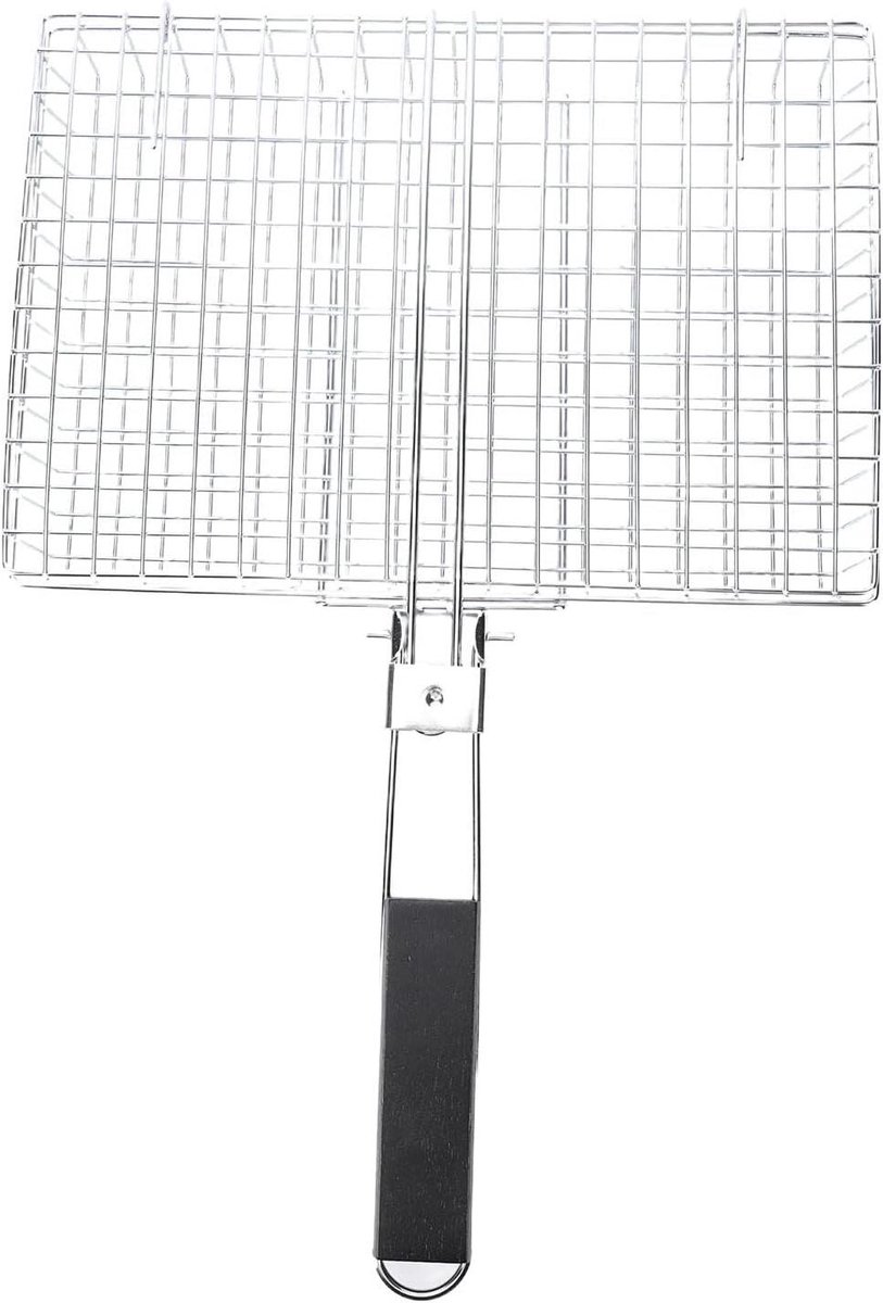 Grillmand BBQ mand grillrek Buiten koken Opvouwbaar ontwerp 32 x 22.5 cm Zilver