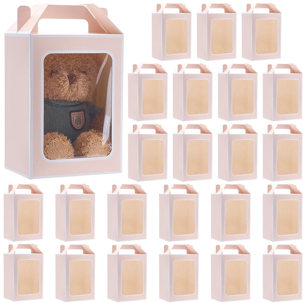 Dailygoods - 24 Stuks Kraftpapieren Cadeauzakjes met Transparant Venster - Perfect voor Feestjes