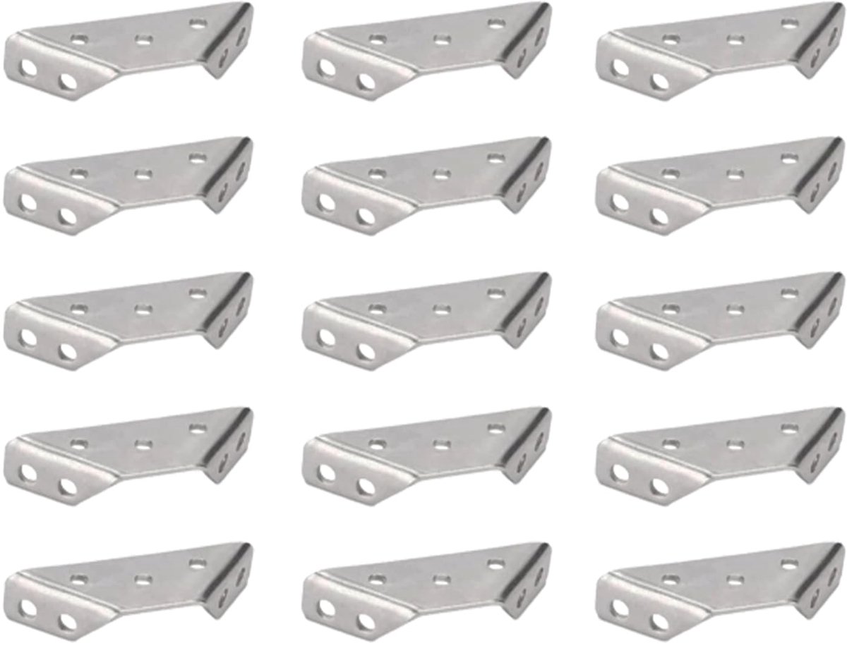Dailygoods - 15 Stuks Driehoekige Steunen van Roestvrij Staal - Hoekverbinder voor Meubels
