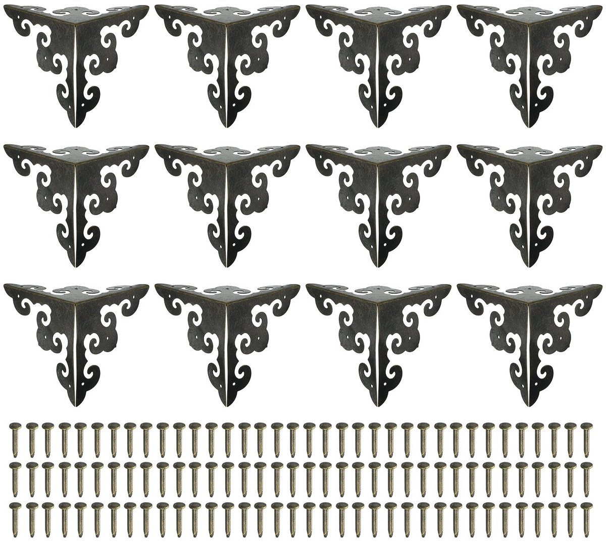 Dailygoods - 12 Stuks Decoratieve Hoekafdekkingen - Metalen Randbescherming in Brons