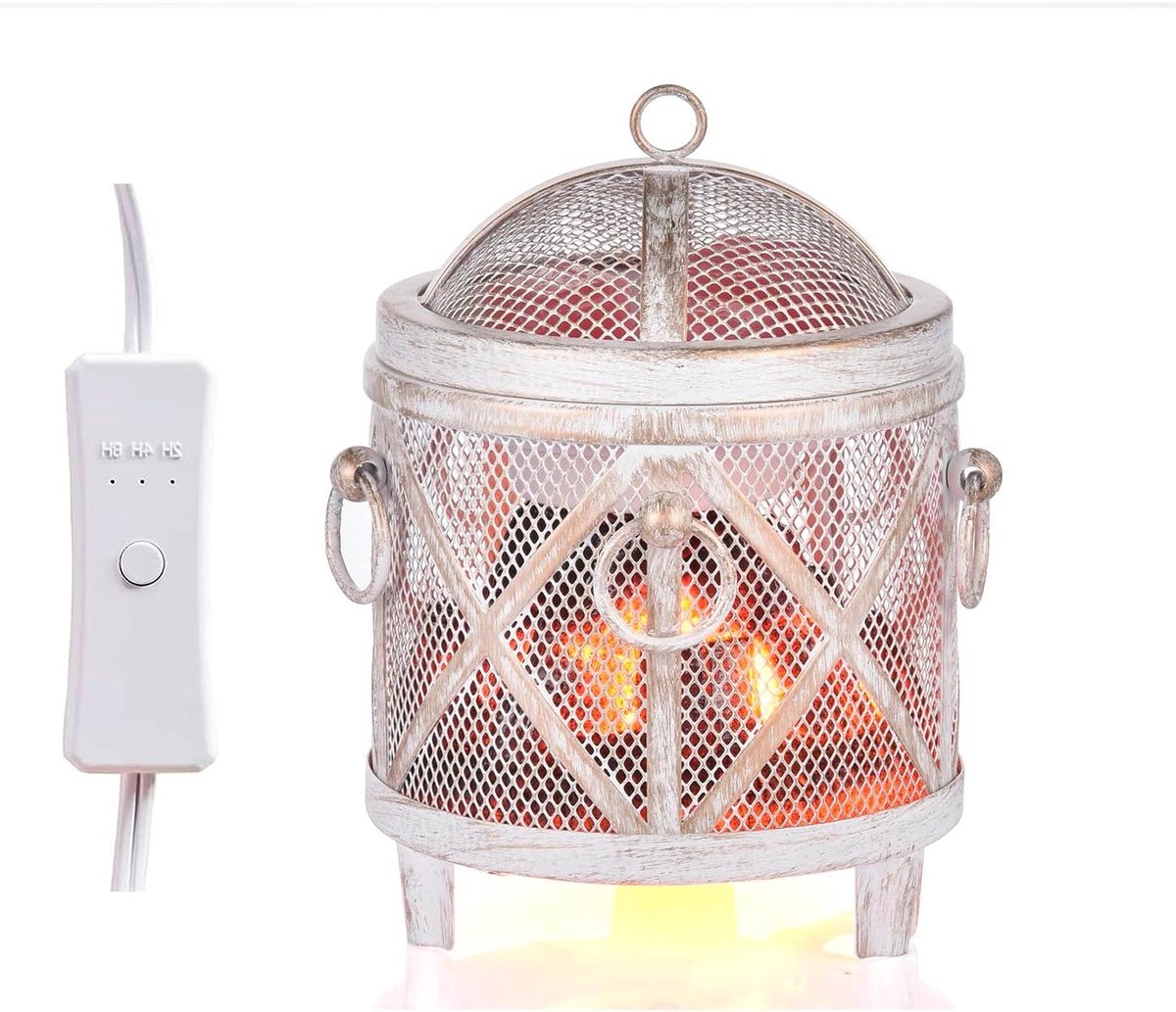 Elektrische Waxwarmer - Kaarsenwarmer Oliebrander - Huis Decoratie - Open Haard Stijl - 11 x 11 x 16 cm - Wit
