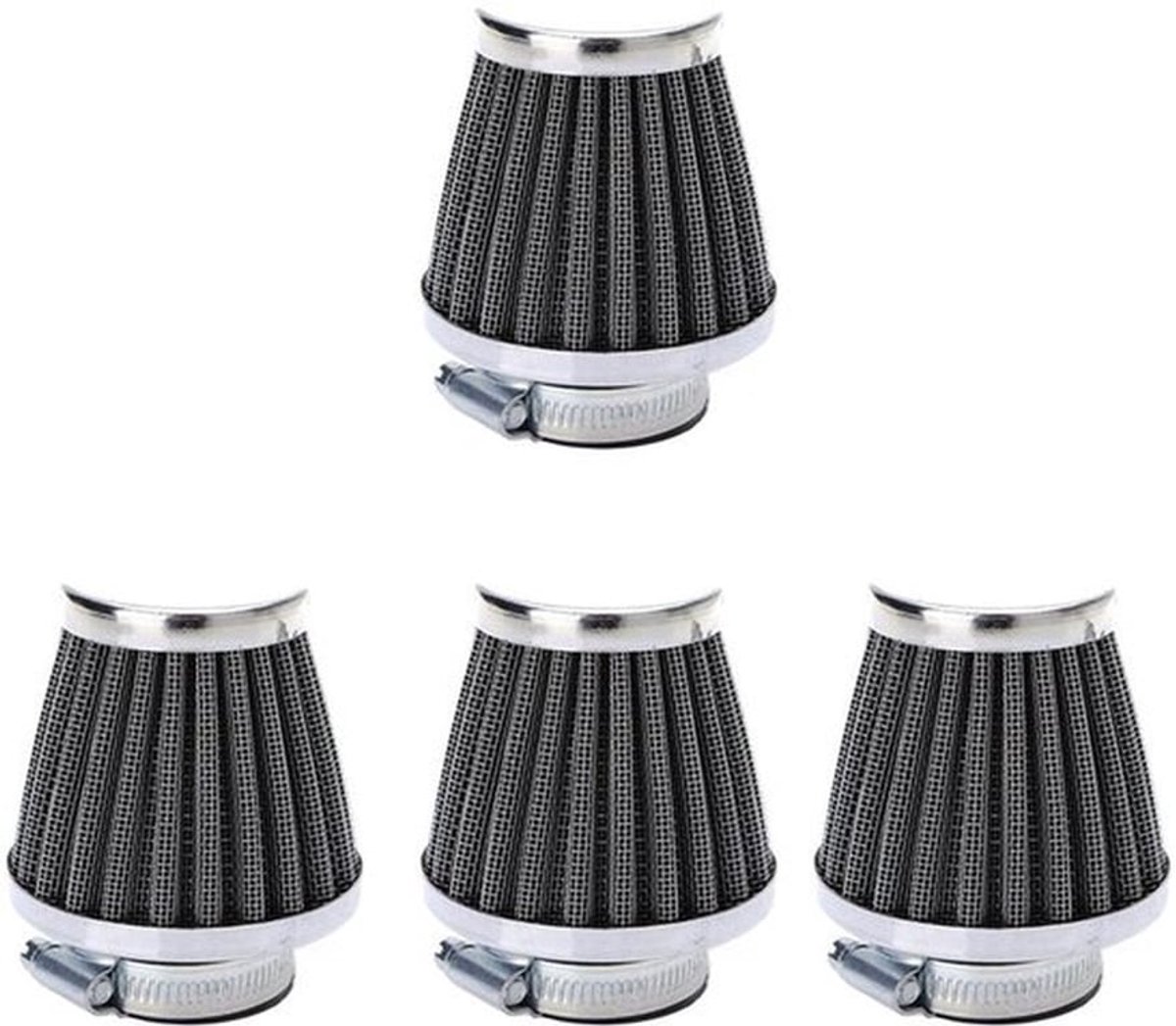 Sportluchtfilter - Universeel conusvormig - 60 mm - Turbovent - Verhoogt de luchtstroom - Geschikt voor motoren - Zilver