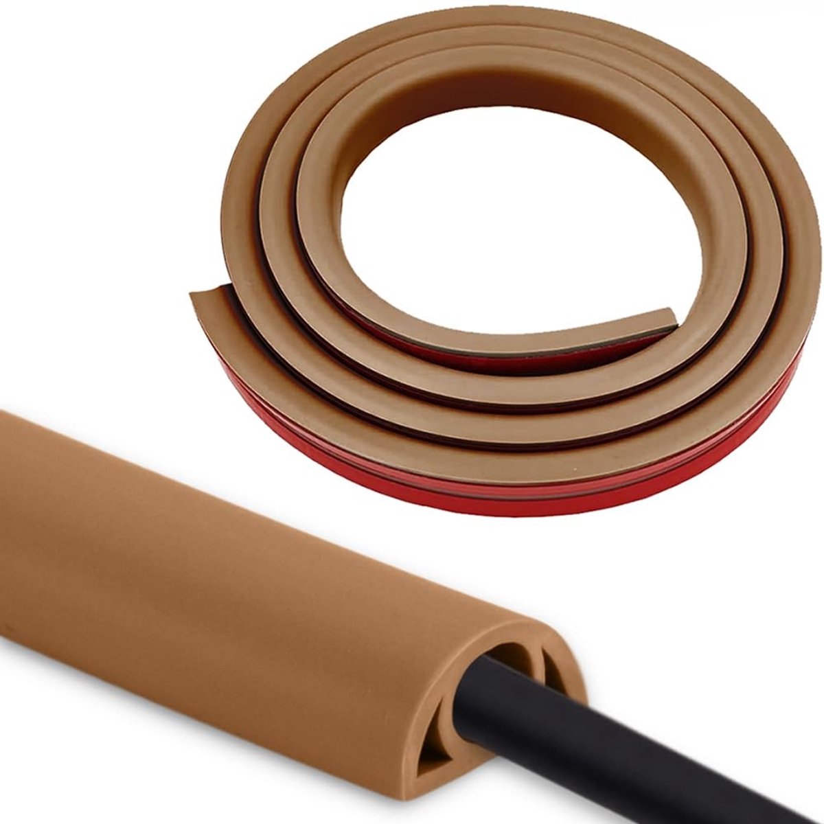 Dailygoods - Flexibele Kabelgoot - Zelfklevend, Bruin, 3 Meter