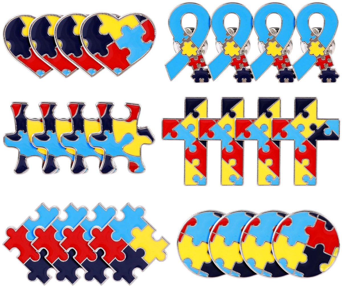 Dailygoods - 24 Stuks Autisme Bewustzijn Pins - Multicolor Puzzle Piece Broches