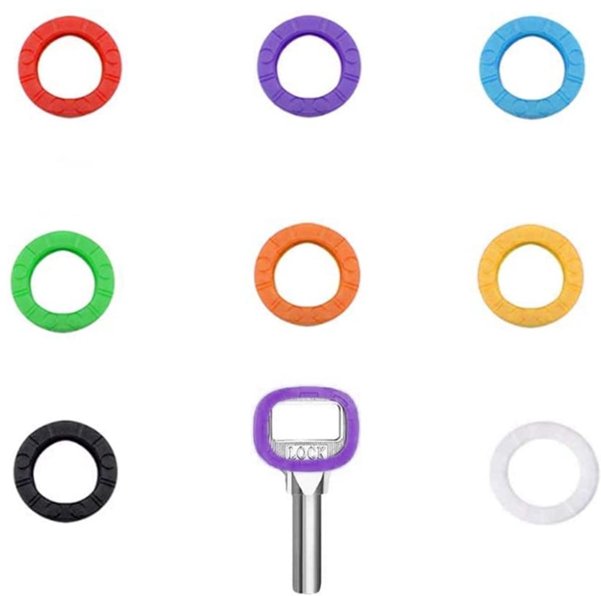 Dailygoods - Set van 8 Kleurrijke Sleutelhulsjes - Flexibele Identificatie