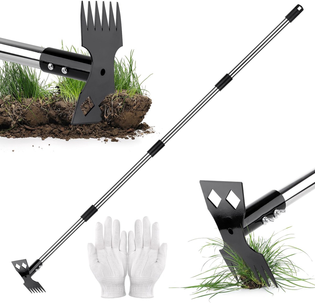 Dailygoods - 2-in-1 Onkruid Topper met Lange Handgreep - Multifunctionele Tuin Tool