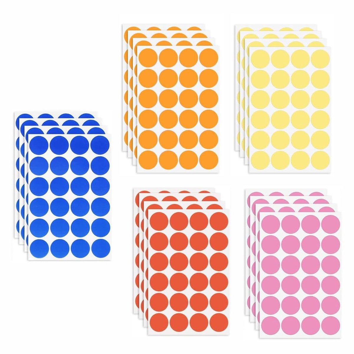 Dailygoods- Stickers 480 stuks - Ronde Stippenstickers 30 mm - Zelfklevend - Kleurrijke Stickers - Duurzaam Papier - Geschikt voor Kantoor/School - Puntstickers