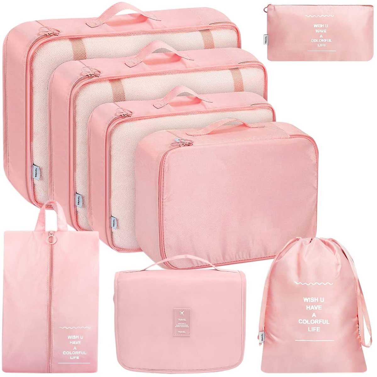 Dailygoods - Packing Cubes Set (Roze) - Kledingzakken voor Reizen en Vakanties