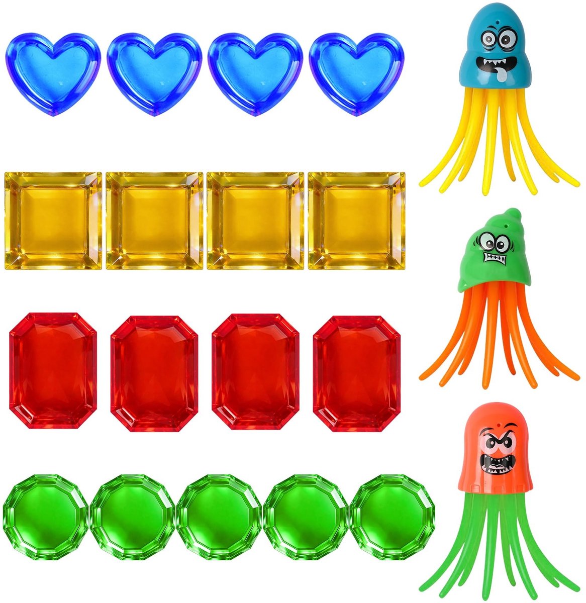 Dailygoods- Duikspeelgoed Set 20 Stuks - Duikringen/Duikstaafjes - Visspeelgoed/Piratenschatten - Onderwaterzwembadspeelgoed - Geschikt voor 5-12 Jaar - Inclusief Opbergzak - Onderwater Speelgoed