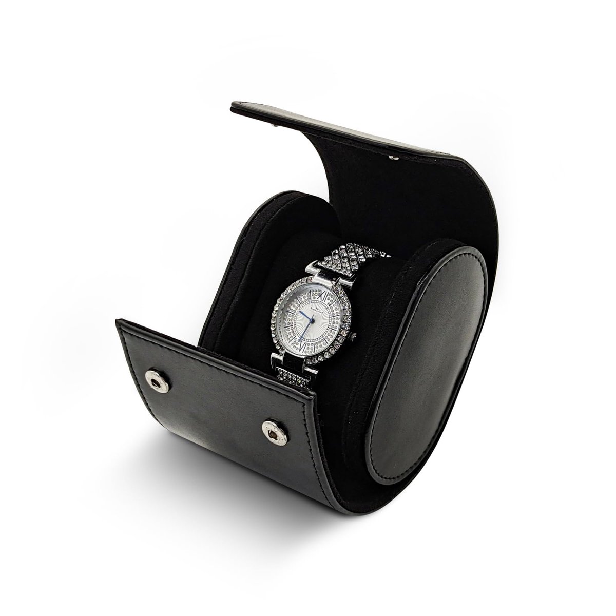 Dailygoods - PU Lederen Horloge Doos - Enkele Horloge Display & Reisopslag met Verwijderbare Kussen (Zwart)