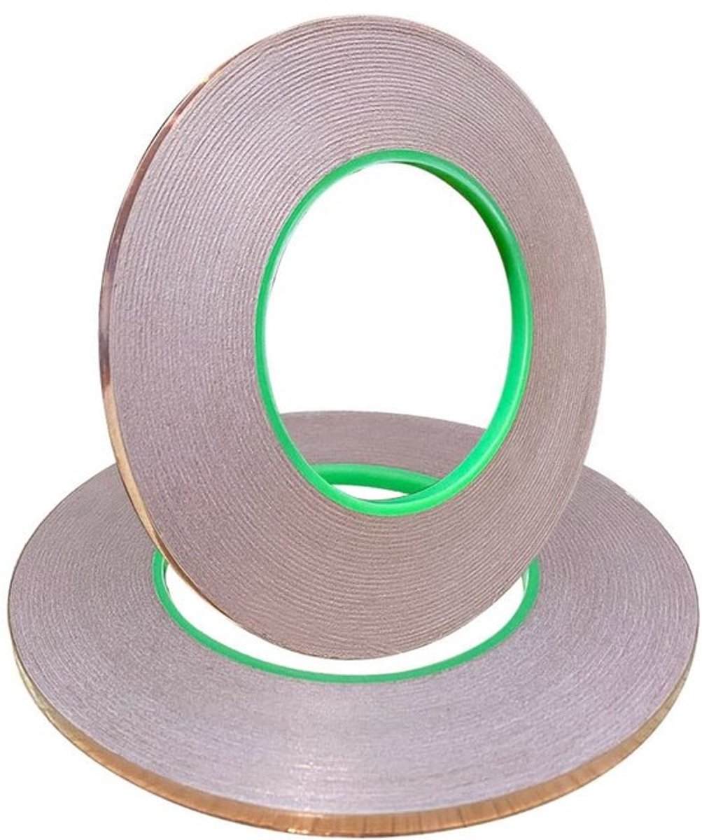Premium Koperen Tape - Dubbelzijdig - EMI- en RF-afscherming - 50 m x 5 mm - Elektrische Reparaties - 2 Stuks