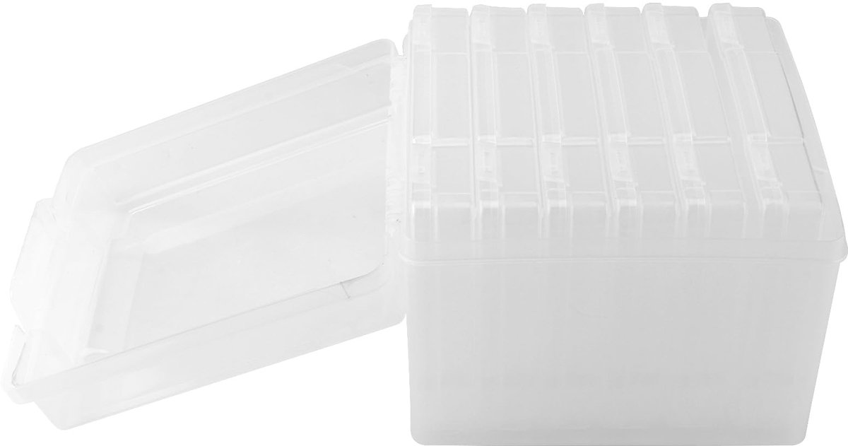 Dailygoods - Transparante Fotoopslagdoos met 6 Binnenhouders - Foto Organizer