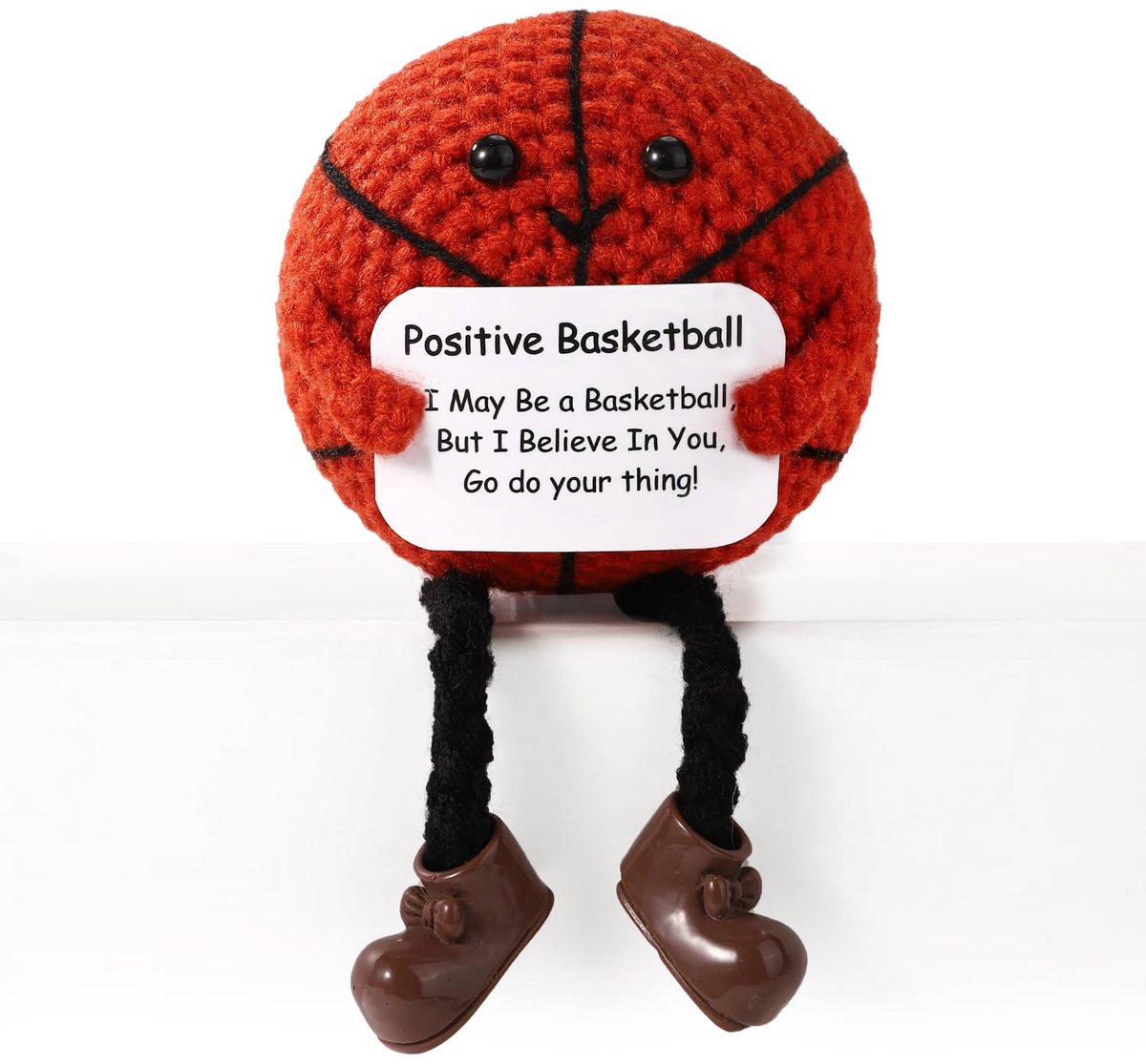 Dailygoods - Positieve Basketball Knuffel - 12cm Gehaakte Emotionele Support Doll