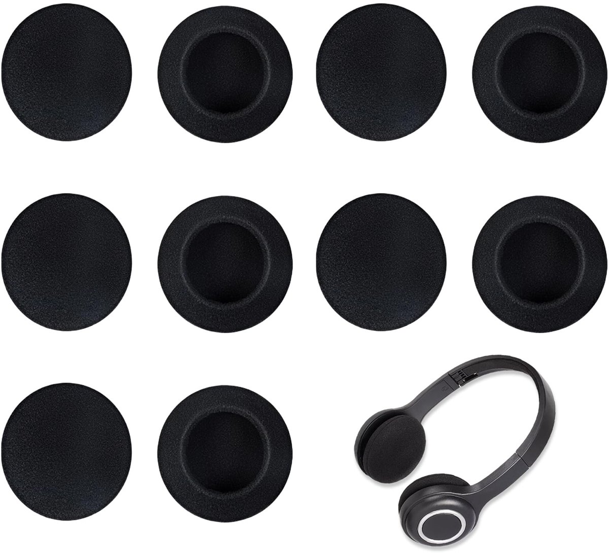 Dailygoods - 10Pcs Vervangende Oorkussens voor Hoofdtelefoon - Zwart 50mm Schuim