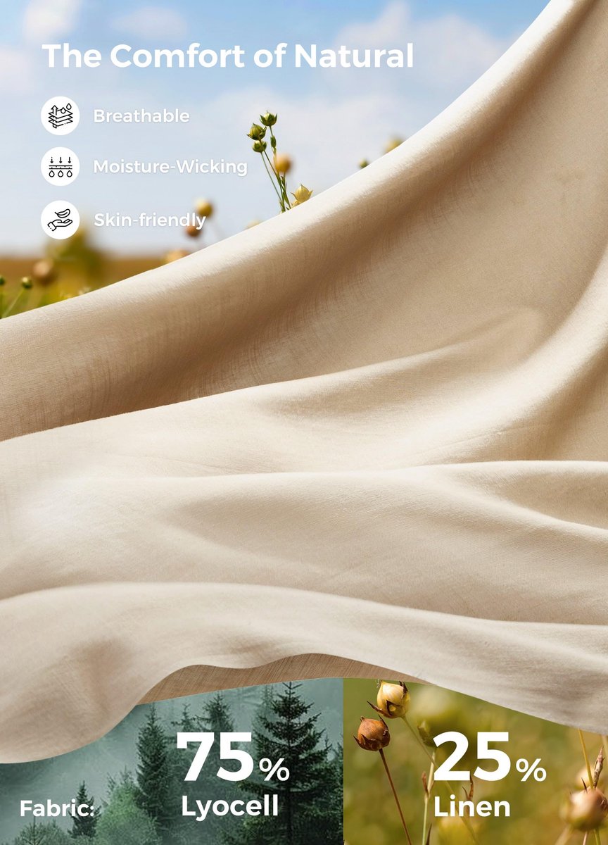 SnelShoppen - Lichte Linnen Broek voor Heren, Lange Katoenen Joggingbroek, Ideaal voor Strand, Vakantie en Dagelijks Gebruik, Maat 36W, Casual en Comf