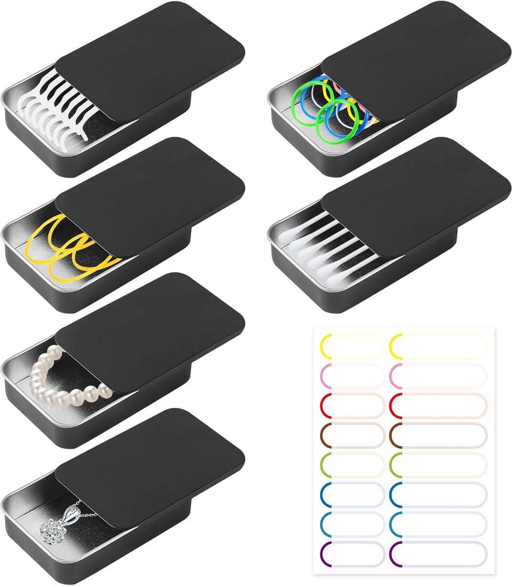 Dailygoods - Draagbare Wattenstaafjeshouder - 6 Stuks Metalen Opbergdoos