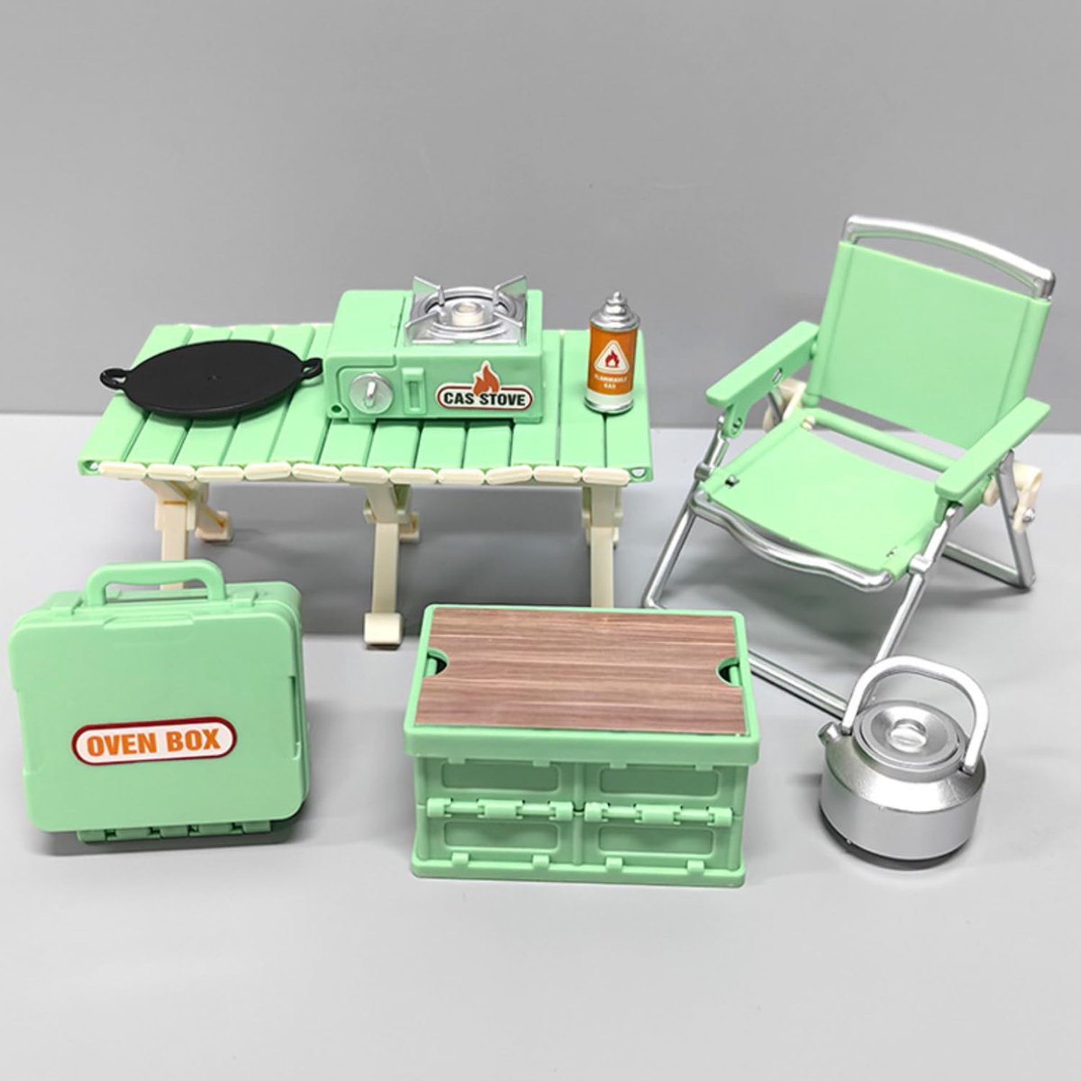 Dailygoods - Mini Meubelset - 8 Stuks Campinguitrusting voor Modelbouw